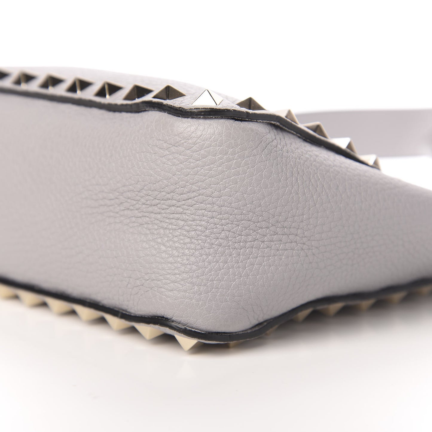 Pebbled Calfskin Mini Rockstud Flip-Lock Messenger Bag Pastel Grey