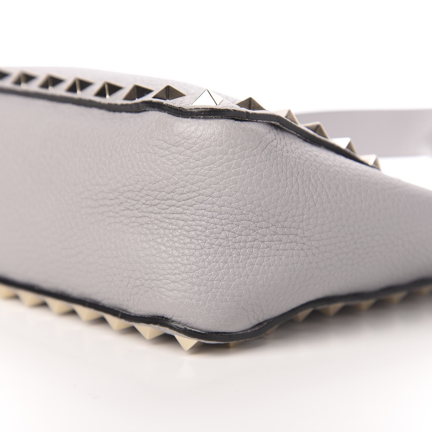Valentino Garavani Pebbled Calfskin Mini Rockstud Flip-Lock Messenger Bag Pastel Grey 8 of 9