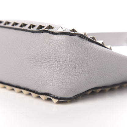 Valentino Garavani Pebbled Calfskin Mini Rockstud Flip-Lock Messenger Bag Pastel Grey 8 of 9