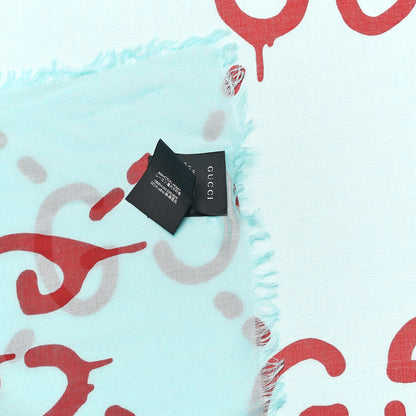Gucci Modal Silk GG Writers Shawl Bluette Red 3 of 4