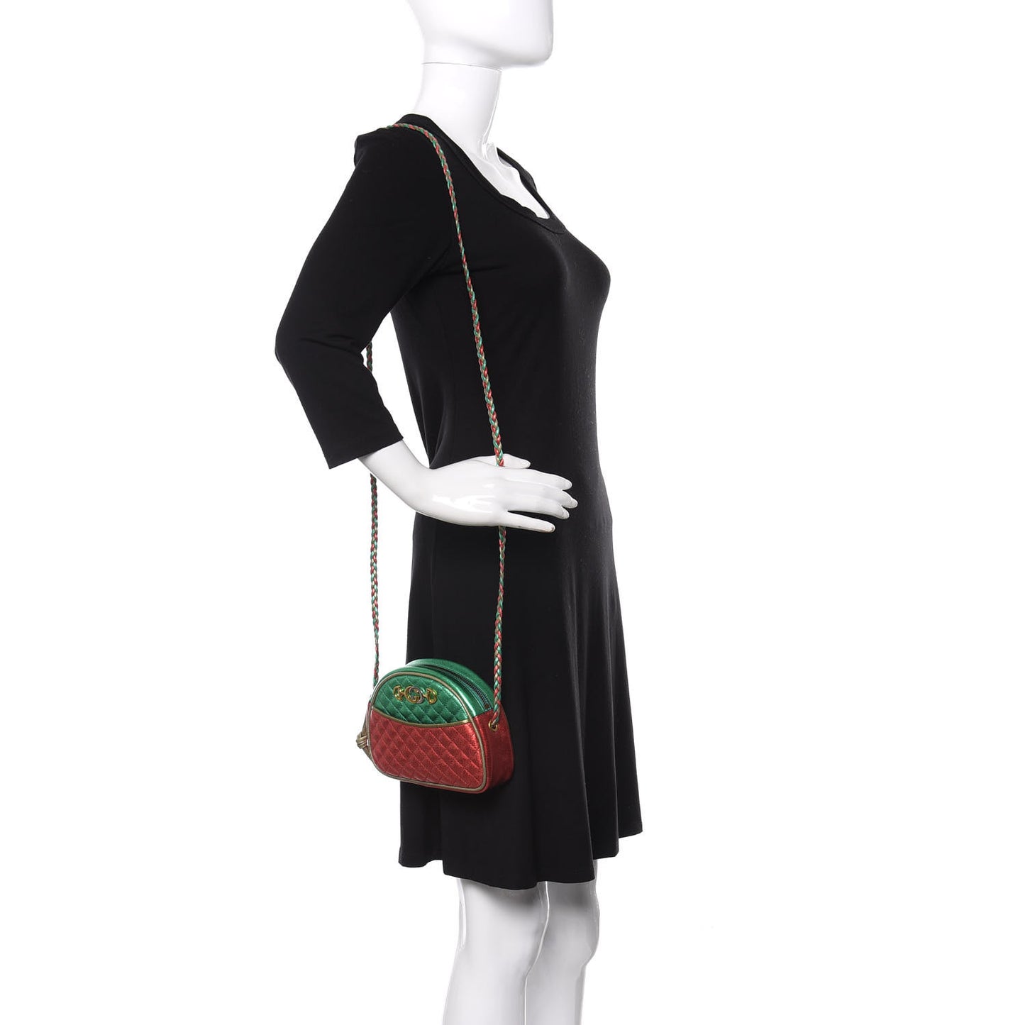 Laminated Nappa Trapuntata Mini Zumi Dome Shoulder Bag Rosso Jasmine Green Rame