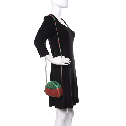 Gucci Laminated Nappa Trapuntata Mini Zumi Dome Shoulder Bag Rosso Jasmine Green Rame 2 of 10