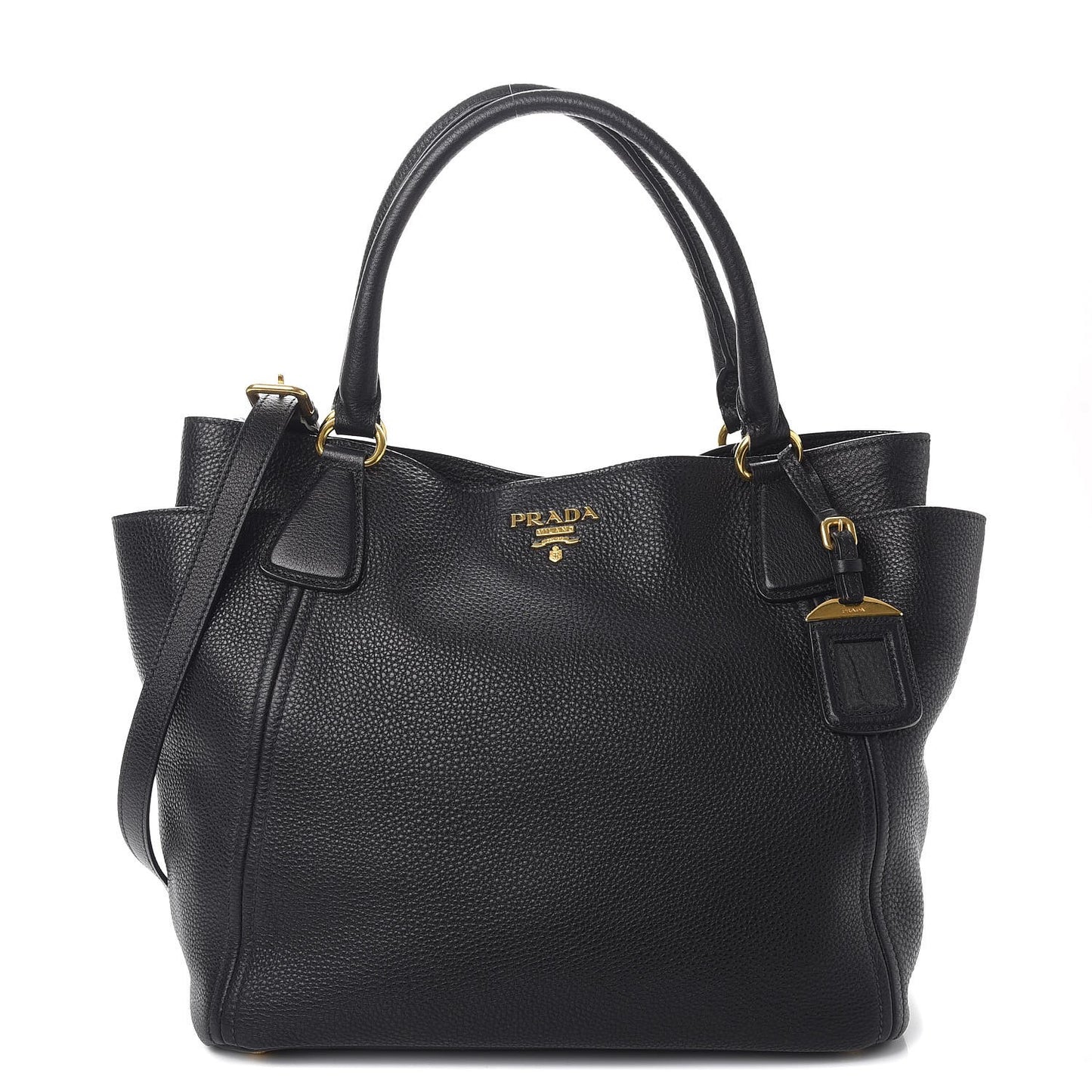 Vitello Daino Side Pocket Tote Nero Black
