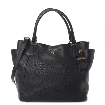 Prada Vitello Daino Side Pocket Tote Nero Black 1 of 11
