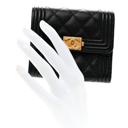 Chanel Caviar Quilted Compact Boy Wallet Black 2 of 7