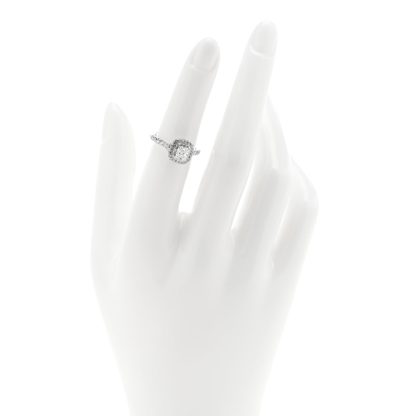 Platinum Diamond .44ct Soleste Cushion Cut Double Halo Engagement Ring 48 4.5