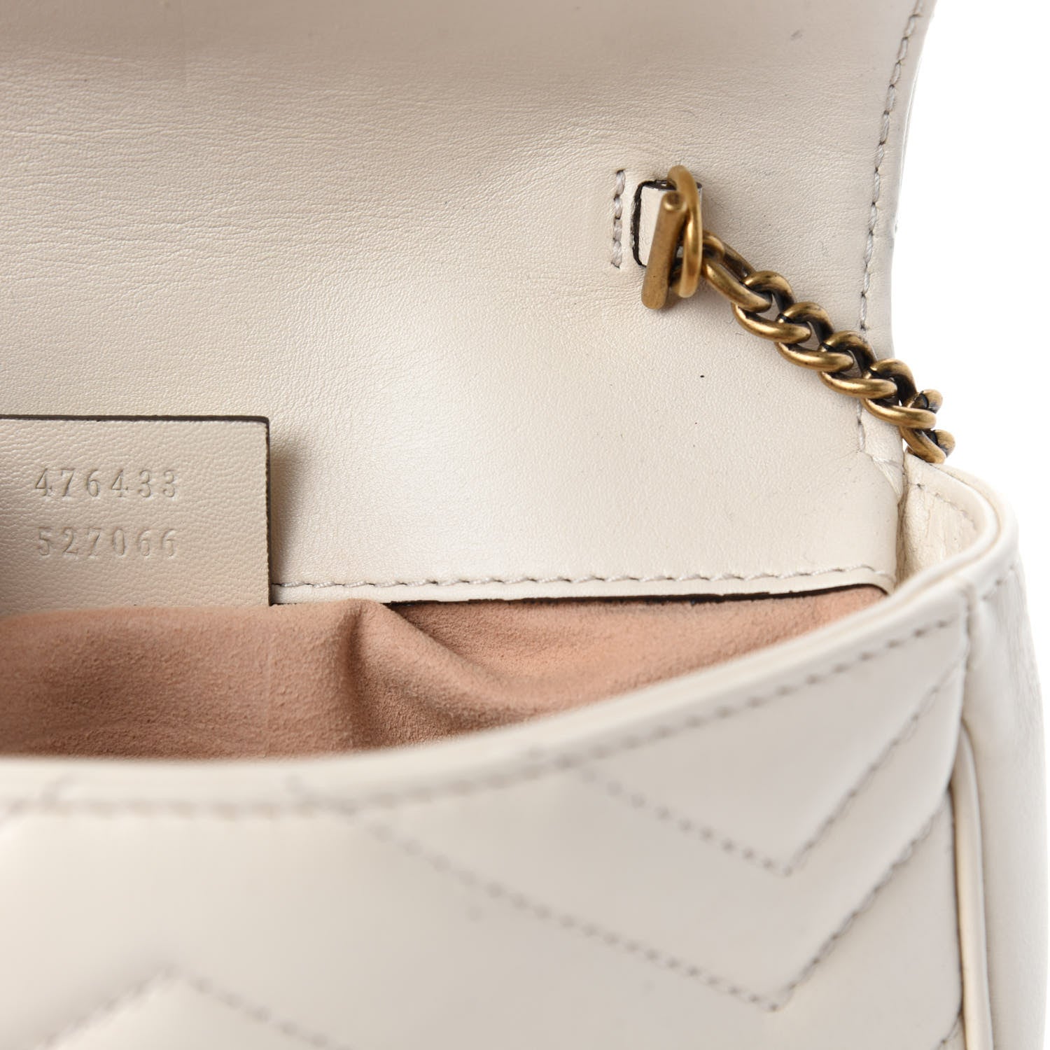 Gucci Calfskin Matelasse Super Mini GG Marmont Shoulder Bag White 9 of 10