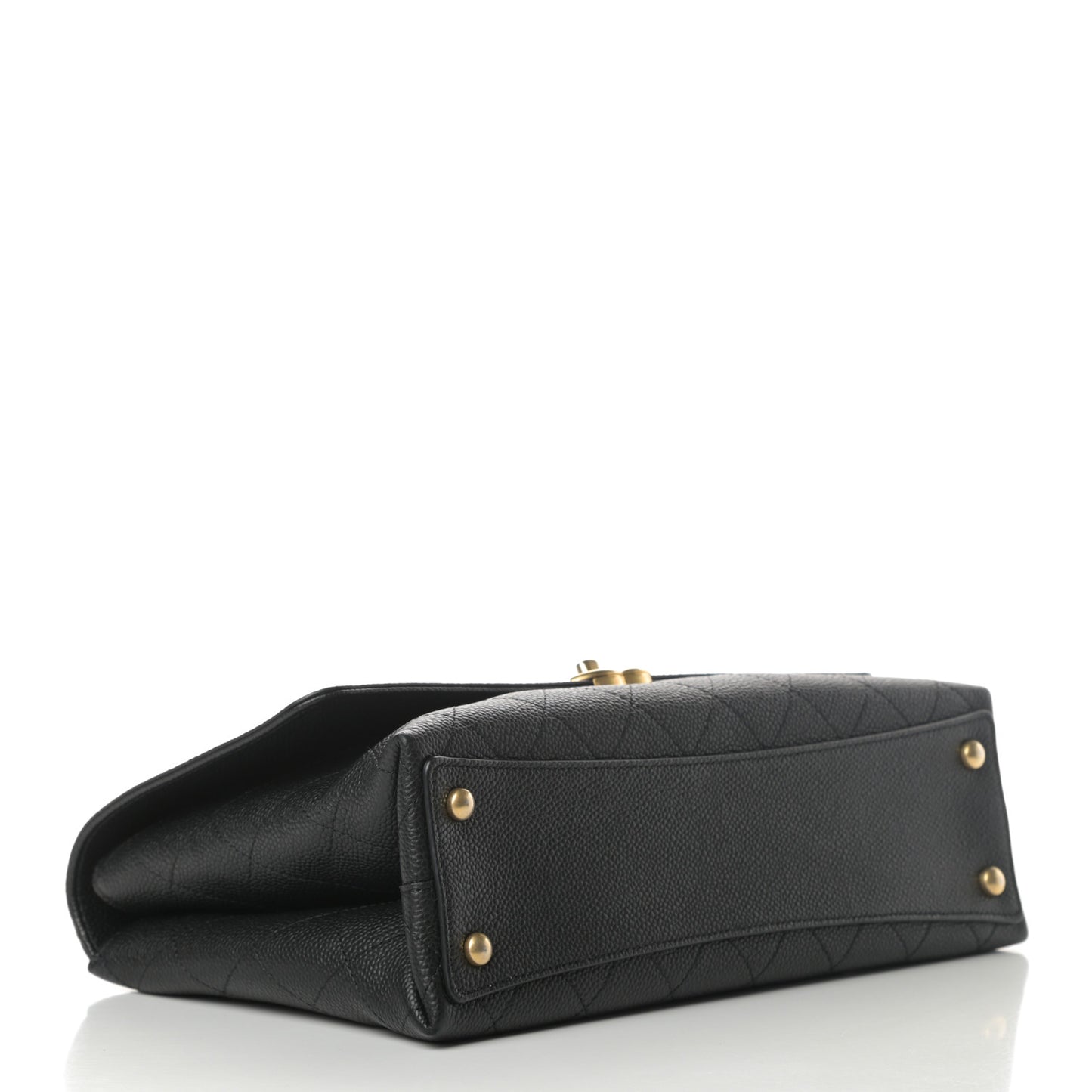 Grained Calfskin Stitched Flap Black