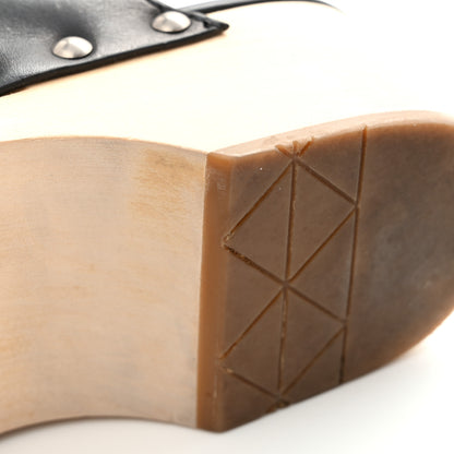 Prada Natural Calfskin Metal Triangle Logo 45mm Clogs 40 Black Sabbia 12 of 15