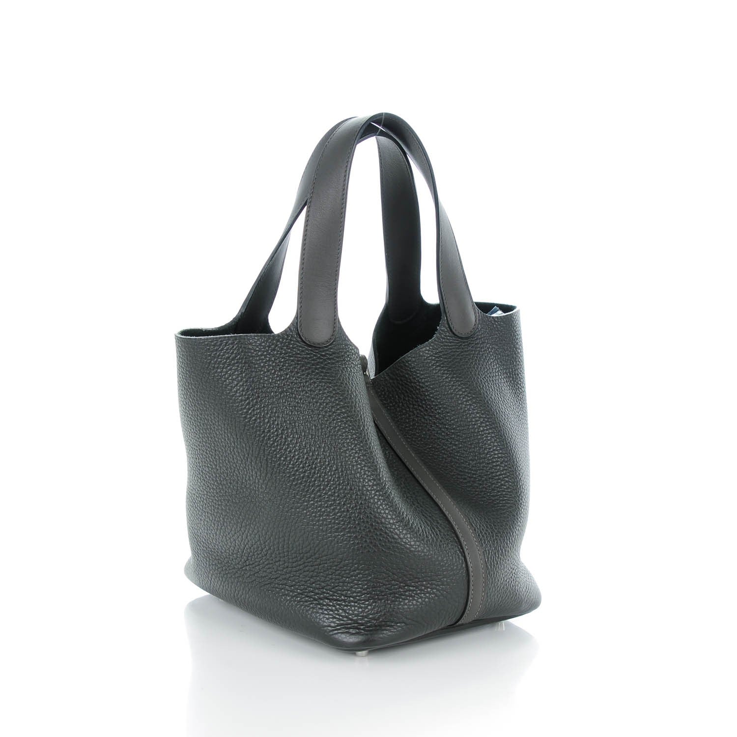 Hermes Taurillon Clemence Swift Bi-Color Picotin 22 MM Plomb Graphite 5 of 11