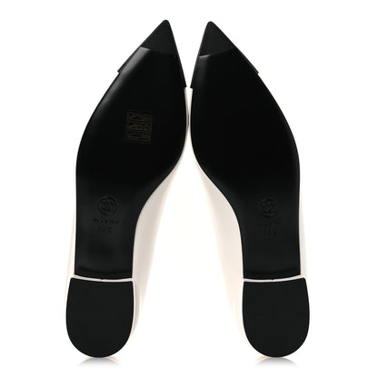 Chanel Shiny Lambskin Grosgrain Pearl Mary Janes Flats 39.5 White Black 7 of 11