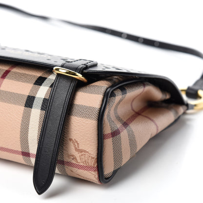 Burberry Perforated Calfskin Haymarket Check Baby Bridle Crossbody Black 7 of 11