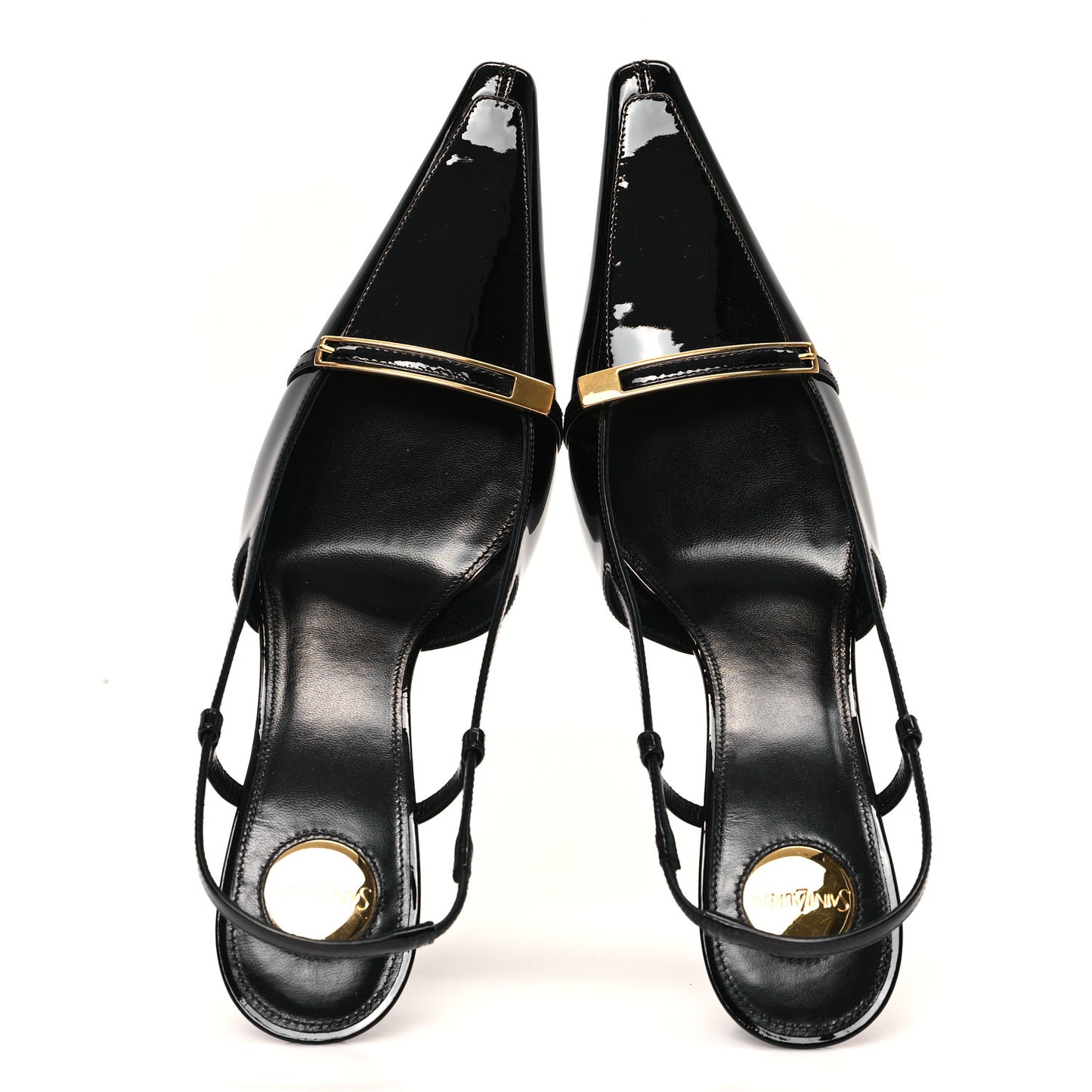 Patent Calfskin Jacqueline 75 Slingback Pumps 37 Black
