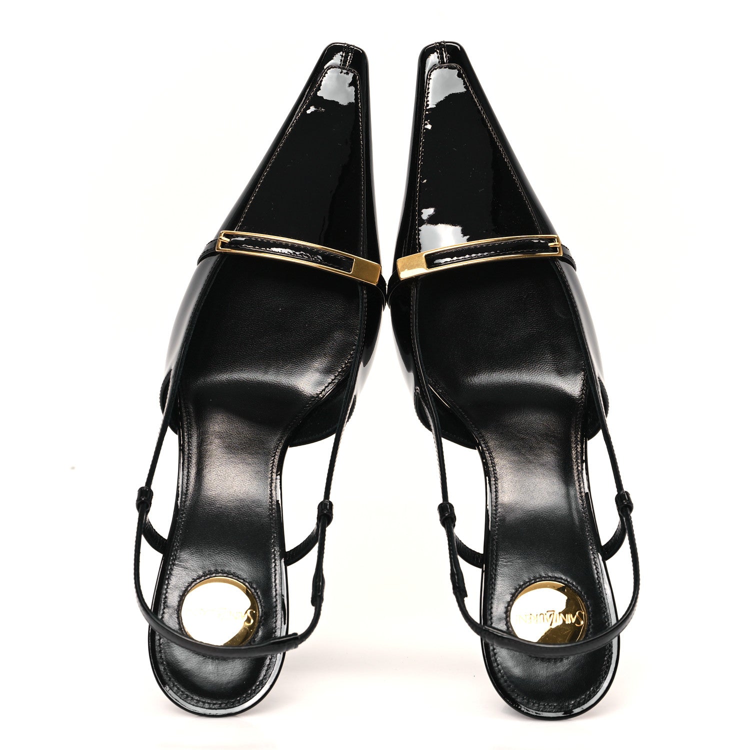 Saint Laurent Patent Calfskin Jacqueline 75 Slingback Pumps 37 Black 2 of 10