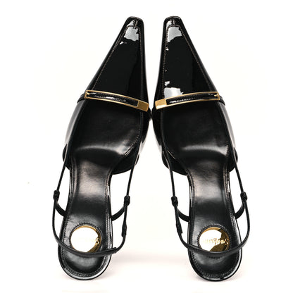 Saint Laurent Patent Calfskin Jacqueline 75 Slingback Pumps 37 Black 2 of 10
