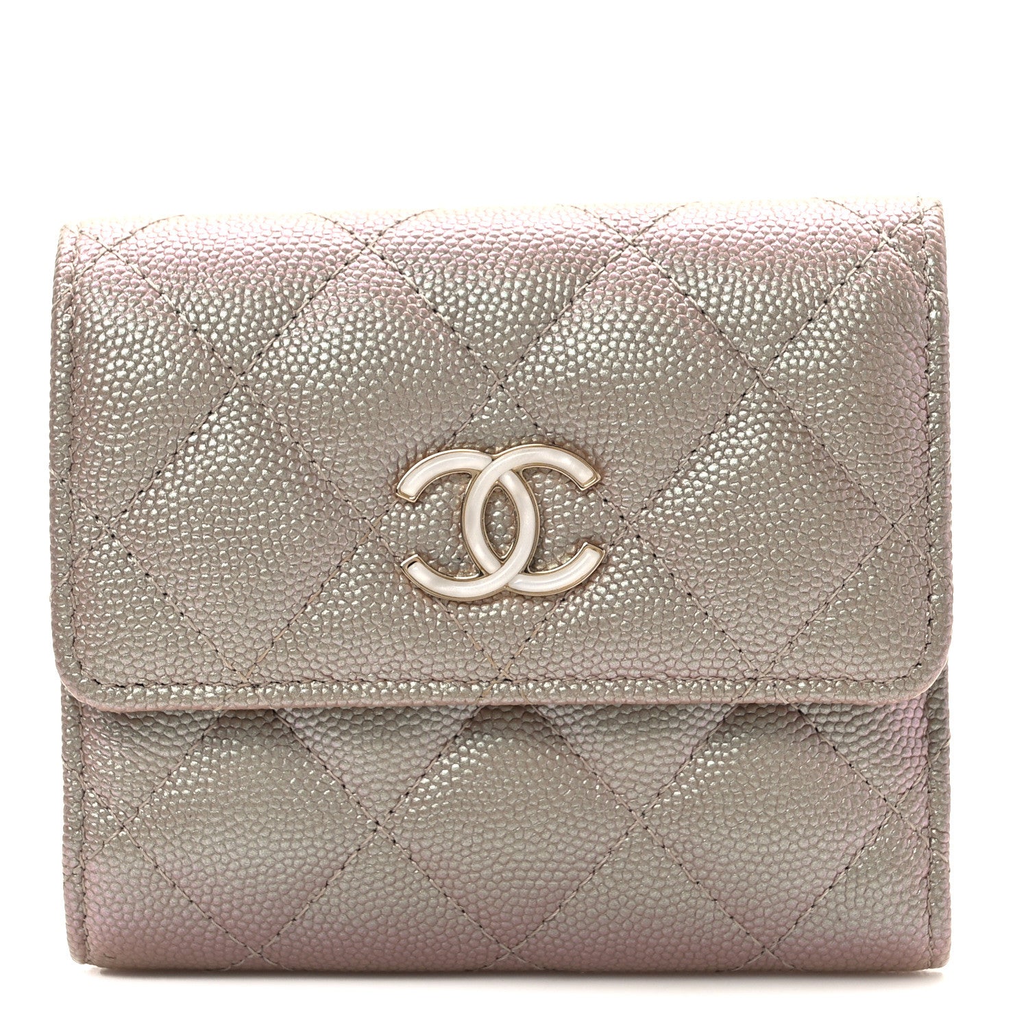 Chanel Iridescent Caviar Quilted Small Flap Wallet Beige 1 of 9