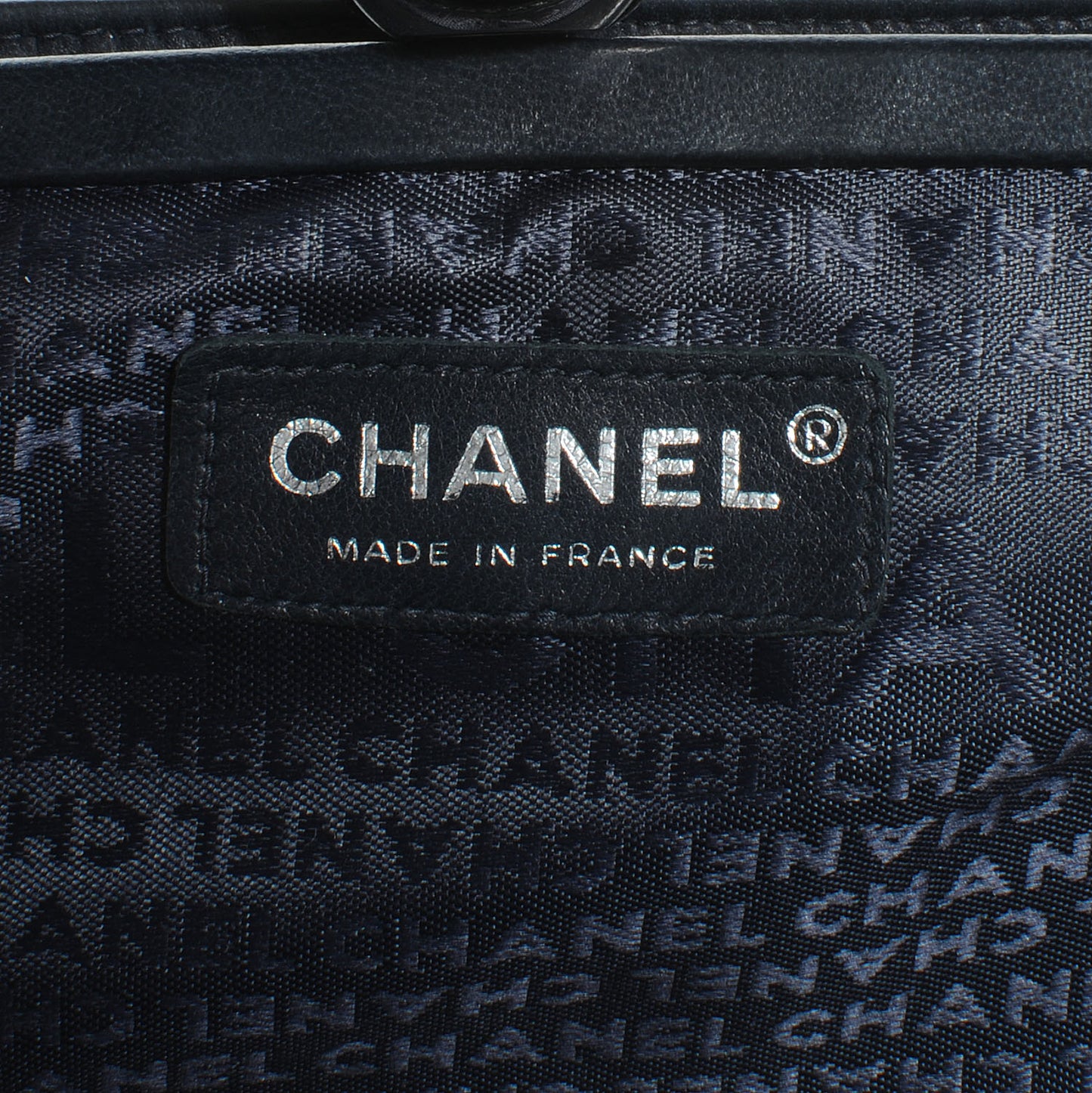 Lambskin Pleated Canvas Symbols Clutch Navy
