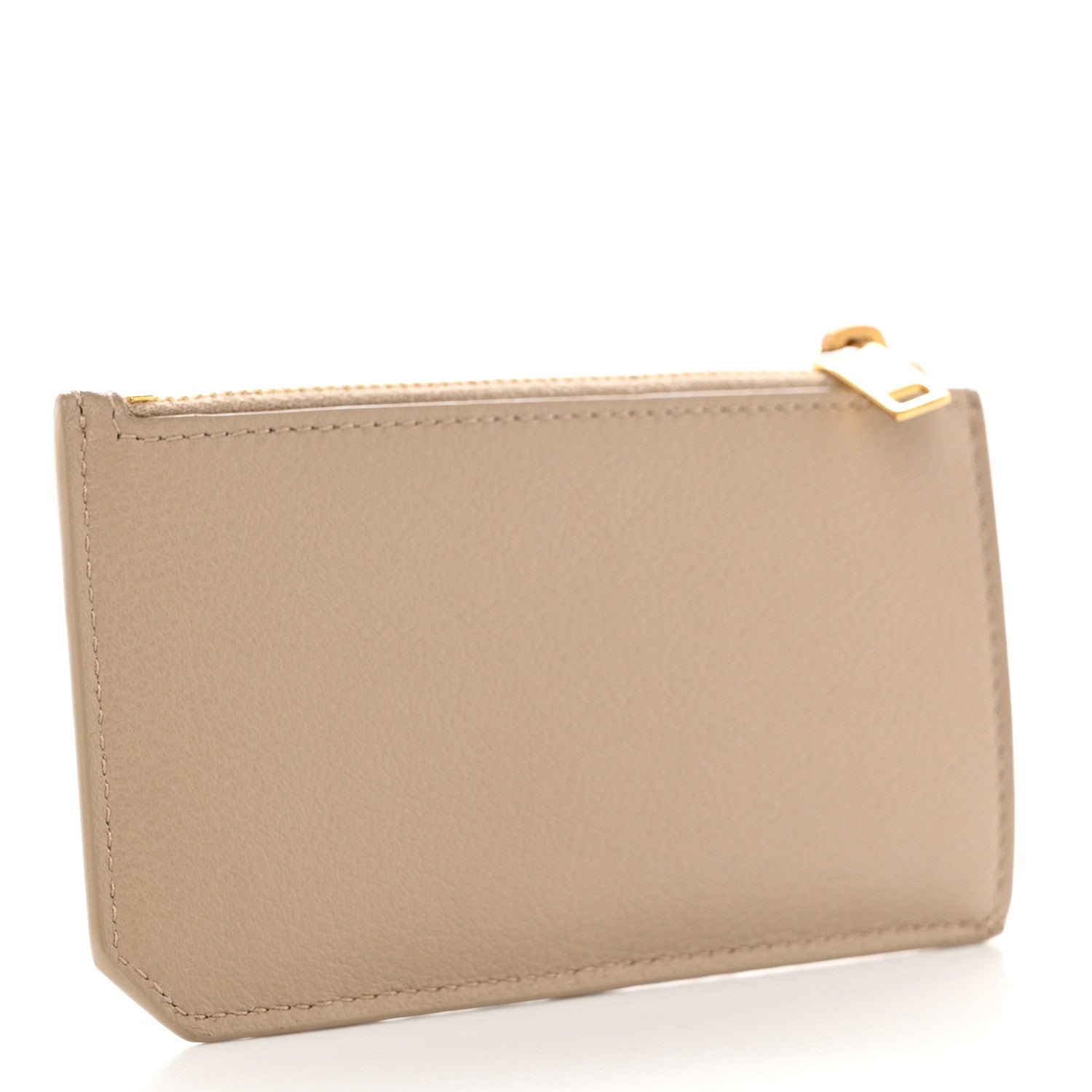 Saint Laurent Grained Calfskin Monogram 5 Fragments Zip Pouch Card Holder Beige 3 of 7