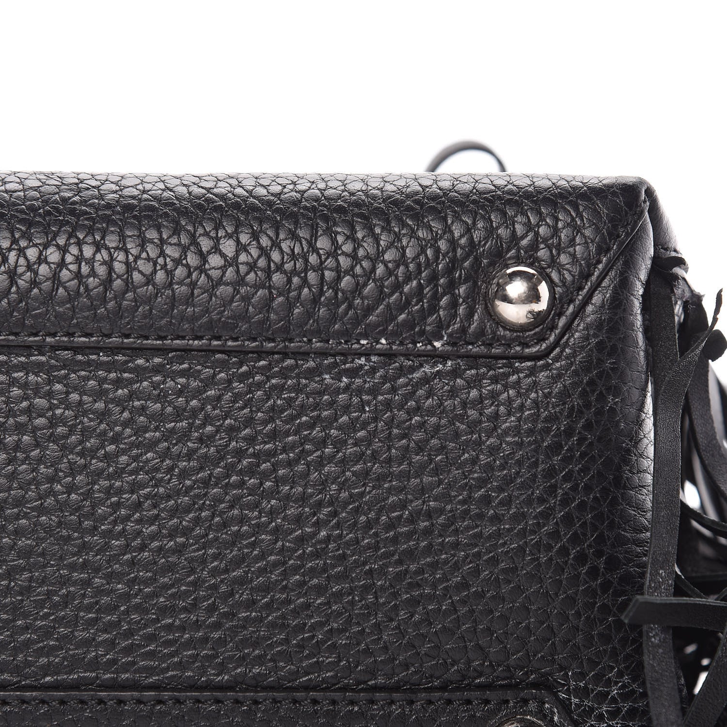 Burberry Grainy Calfskin Studded Fringe Baby Banner Tote Black 9 of 12