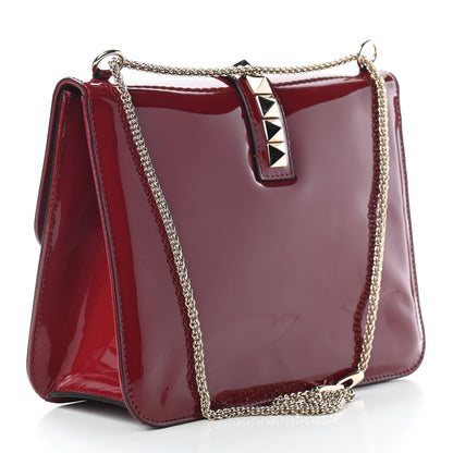 Valentino Garavani Patent Large Glam Lock Rockstud Flap Red 3 of 8