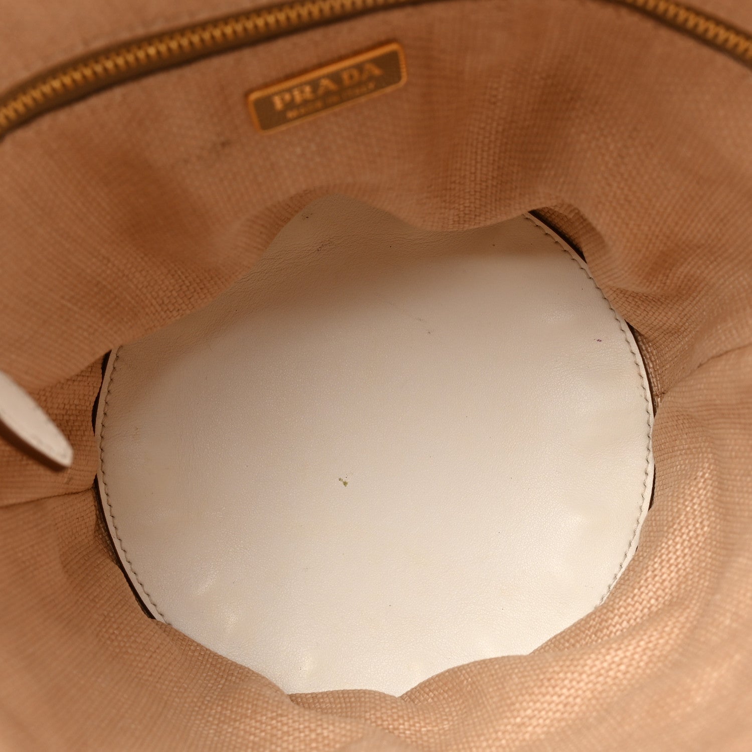 Prada Paglia City Calfskin Bucket Bag Naturale White 5 of 12