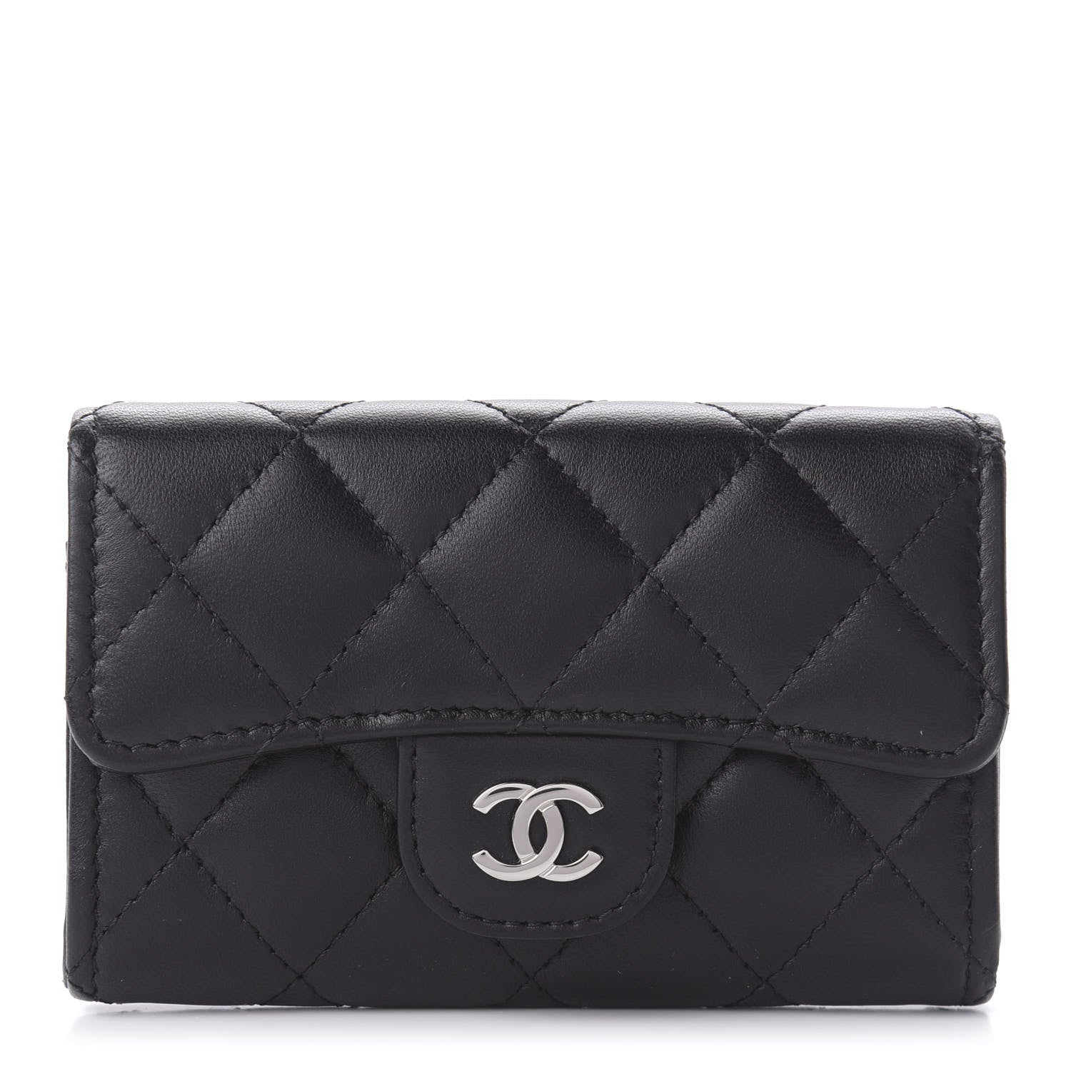 Chanel Lambskin Quilted Flap Card Holder Black 1 of 10