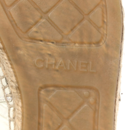 Chanel Patent Calfskin Crystal CC Espadrilles 39 White Black 6 of 10