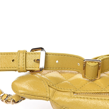 Chanel Crumpled Glazed Lambskin Quilted Waist Bag Fanny Pack Yellow 8 of 12