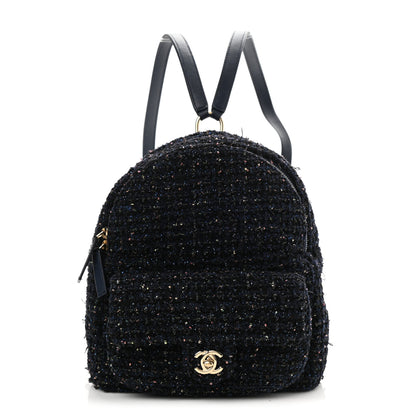 Chanel Tweed Front Pocket Backpack Navy 1 of 10