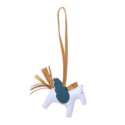 Hermes Milo Lambskin Grigri Rodeo Pegase Horse Bag Charm PM Bleu Brume Sesame Vert Bosphore 1 of 6
