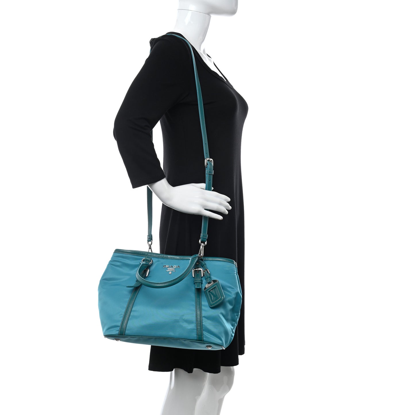 Tessuto Nylon Soft Calf Small Tote Blue