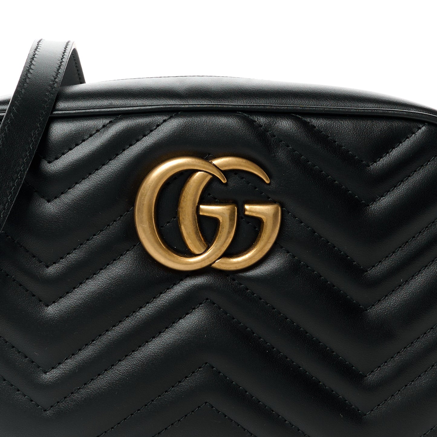 Calfskin Matelasse Small GG Marmont Chain Shoulder Bag Black