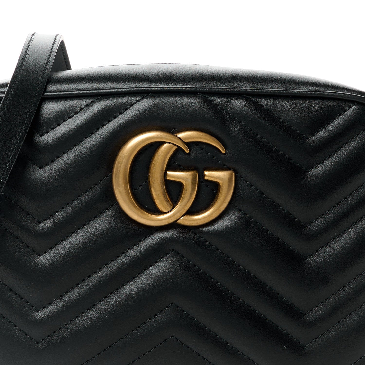 Gucci Calfskin Matelasse Small GG Marmont Chain Shoulder Bag Black 8 of 11