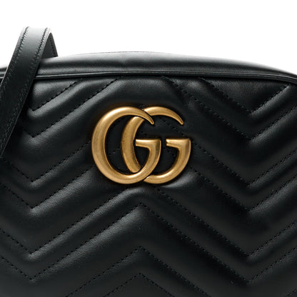 Gucci Calfskin Matelasse Small GG Marmont Chain Shoulder Bag Black 8 of 11