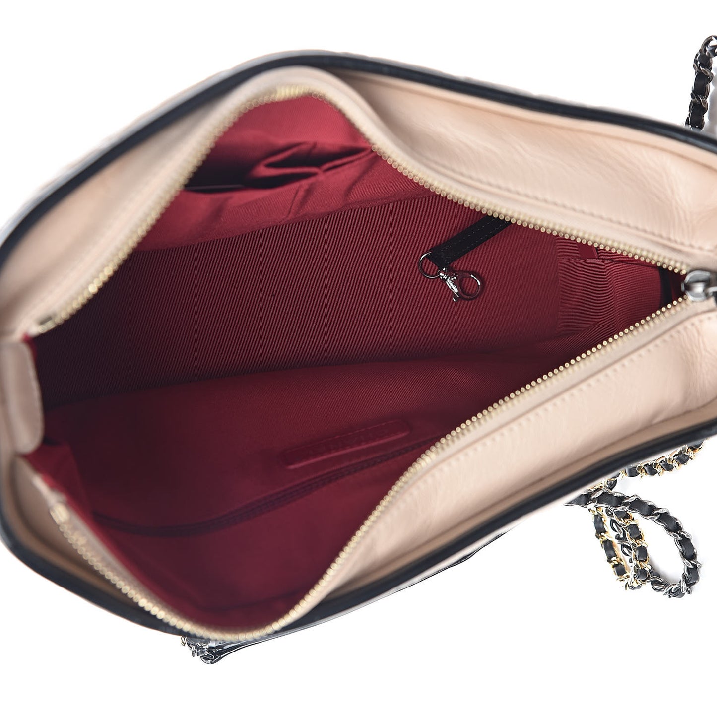 Aged Calfskin Quilted Medium Gabrielle Hobo Beige Black