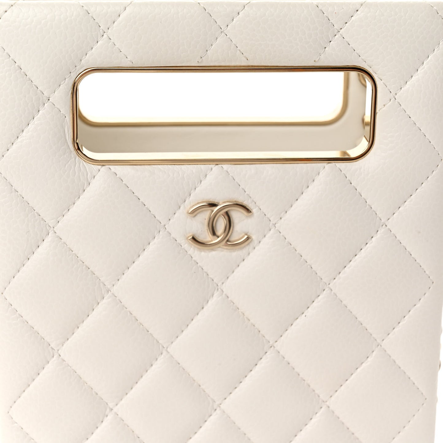 Caviar Quilted Evening Box Bag White