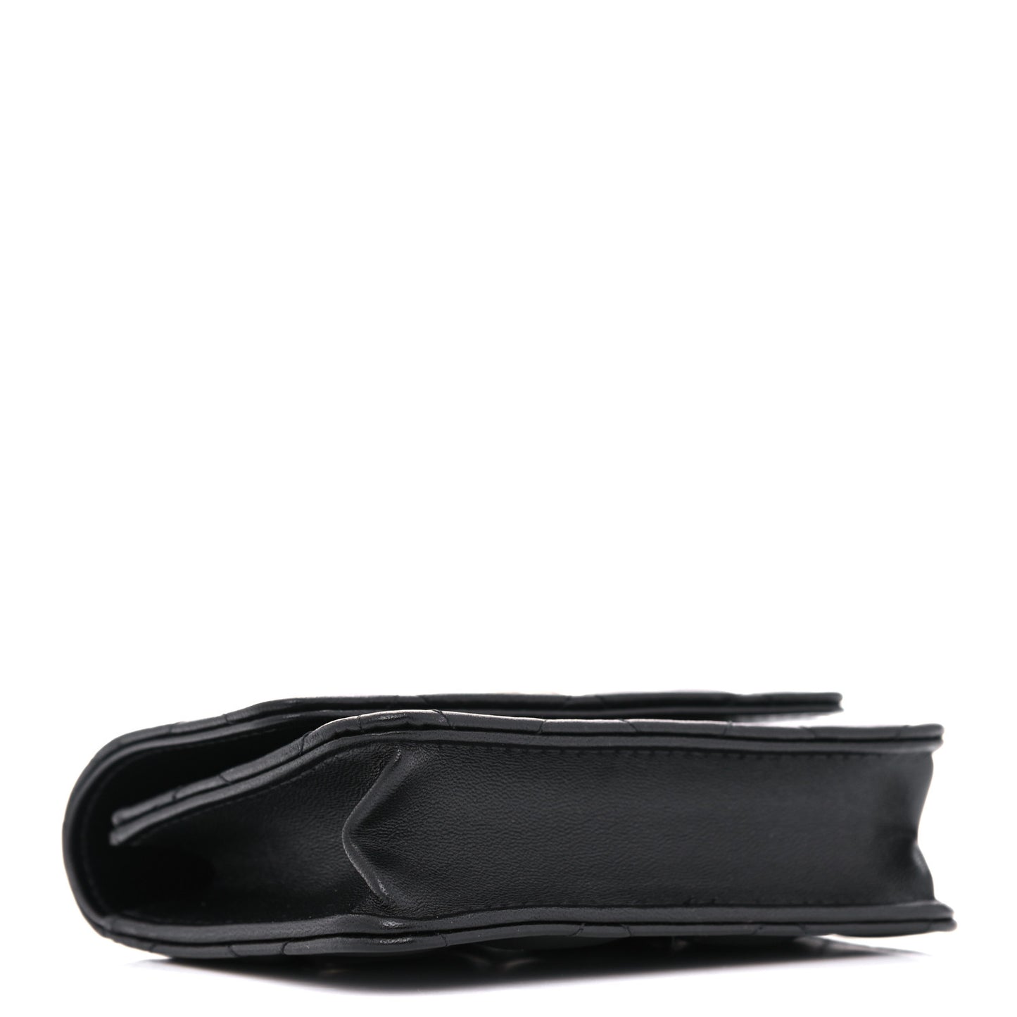 Lambskin Quilted CC Hook Card Holder Black