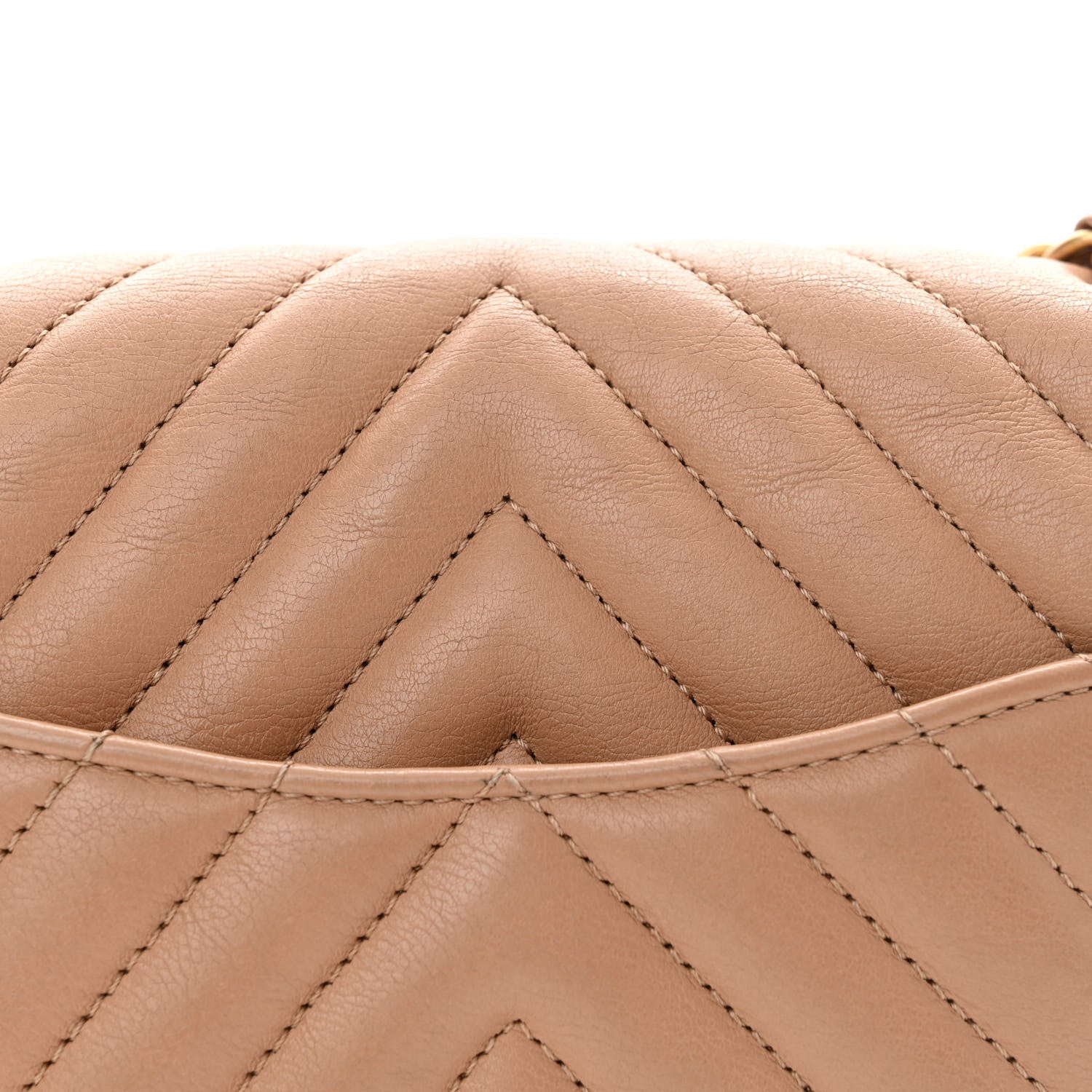 Chanel Calfskin Chevron Quilted Mini Rectangular Flap Dark Beige 13 of 13