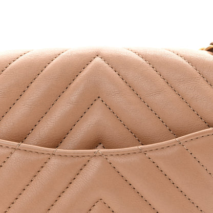 Chanel Calfskin Chevron Quilted Mini Rectangular Flap Dark Beige 13 of 13