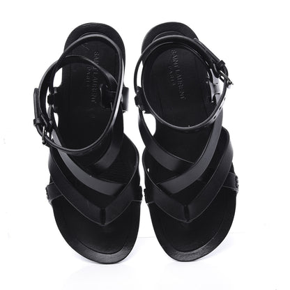 Saint Laurent Calfskin Culver Flat Sandals 39 Black 5 of 10