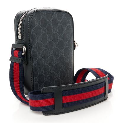 Gucci GG Supreme Monogram Appia Calfskin Web Small Camera Messenger Bag Black Grey 3 of 12