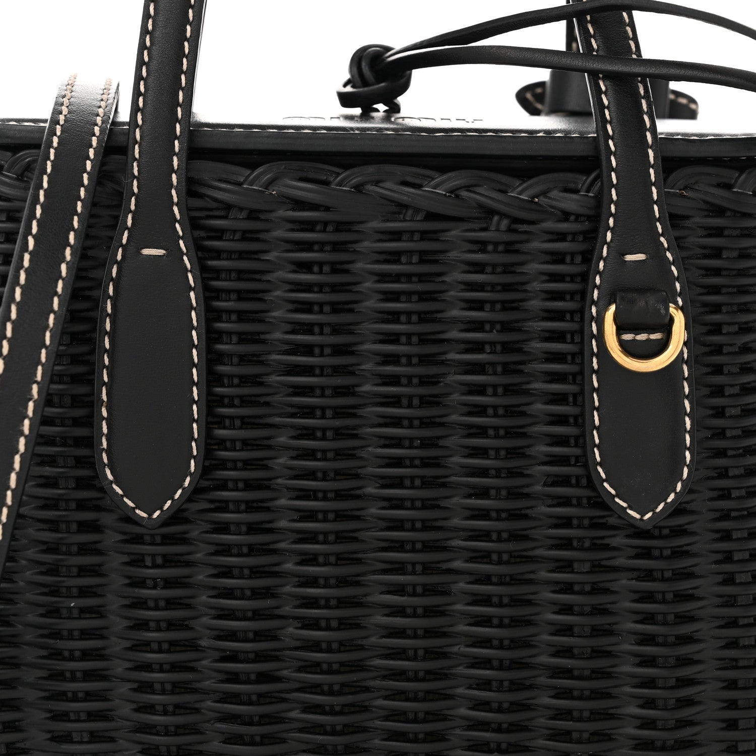 Miu Miu City Calfskin Wicker Midollino Crossbody Bag Black 5 of 7
