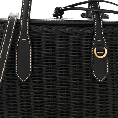 Miu Miu City Calfskin Wicker Midollino Crossbody Bag Black 5 of 7
