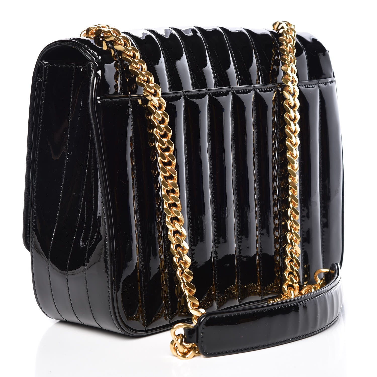 Saint Laurent Patent Matelasse Monogram Large Vicky Chain Bag Black 3 of 11