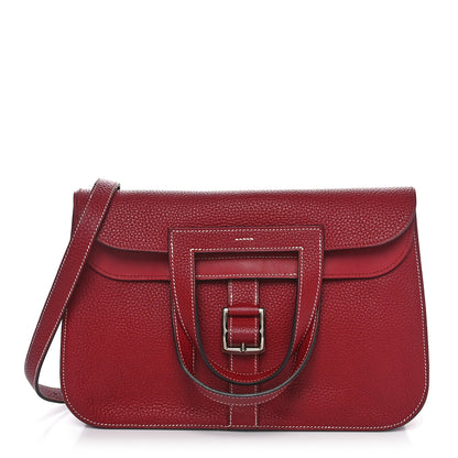 Hermes Taurillon Clemence Halzan 31 GM Rouge Grenat 1 of 10