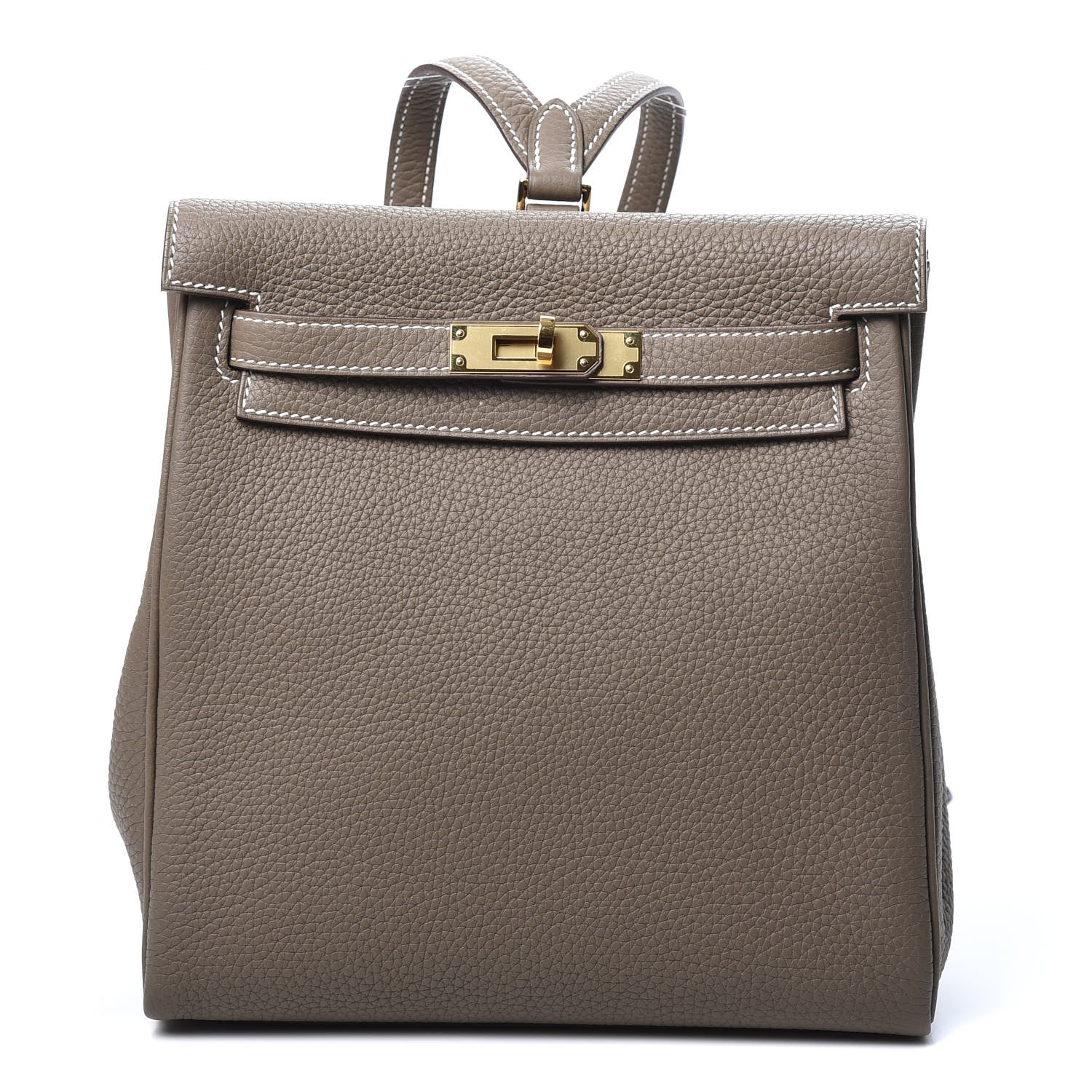 Hermes Taurillon Clemence Kelly Ado Backpack Etoupe 1 of 9