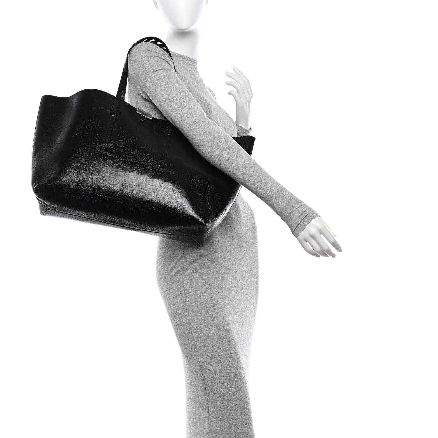 Off-White Calfskin Binder Shopper Tote Black 2 of 10