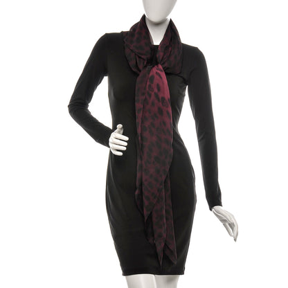 Alexander McQueen Silk Chiffon Leopard Skull Scarf Burgundy 2 of 5