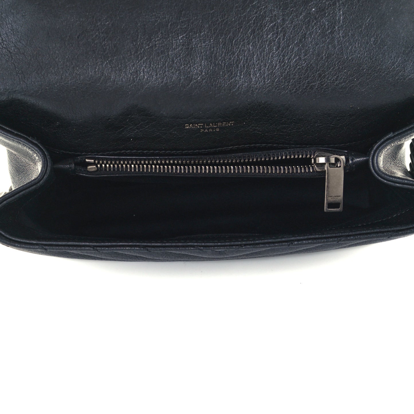 Sheepskin Matelasse Chevron Monogram Medium College Bag Black