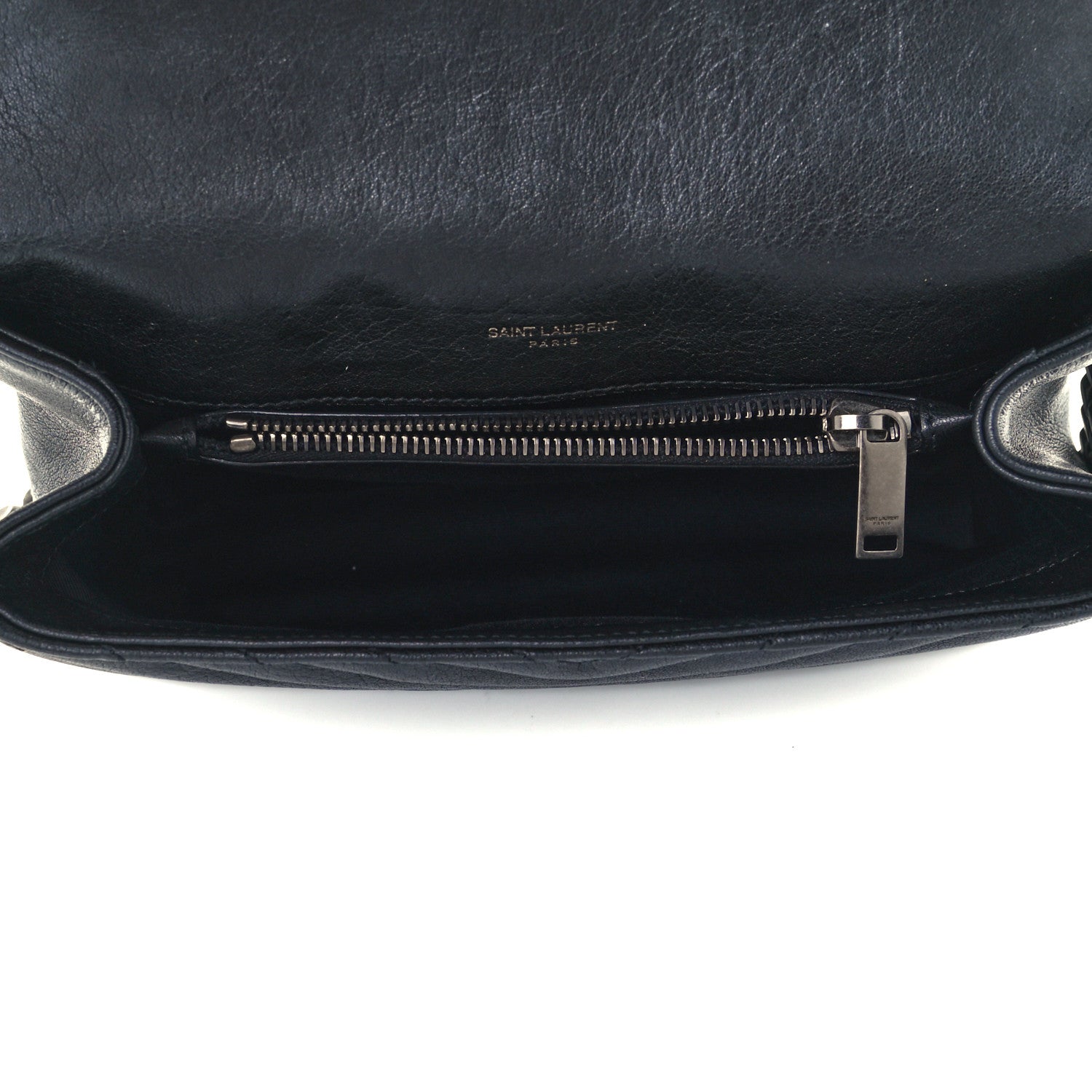 Saint Laurent Sheepskin Matelasse Chevron Monogram Medium College Bag Black 4 of 11